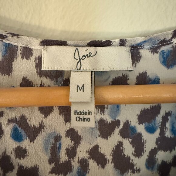 Joie 100% Silk Leopard Print Cap-Sleeve Button-Up Blouse Sz M - Picture 6 of 8